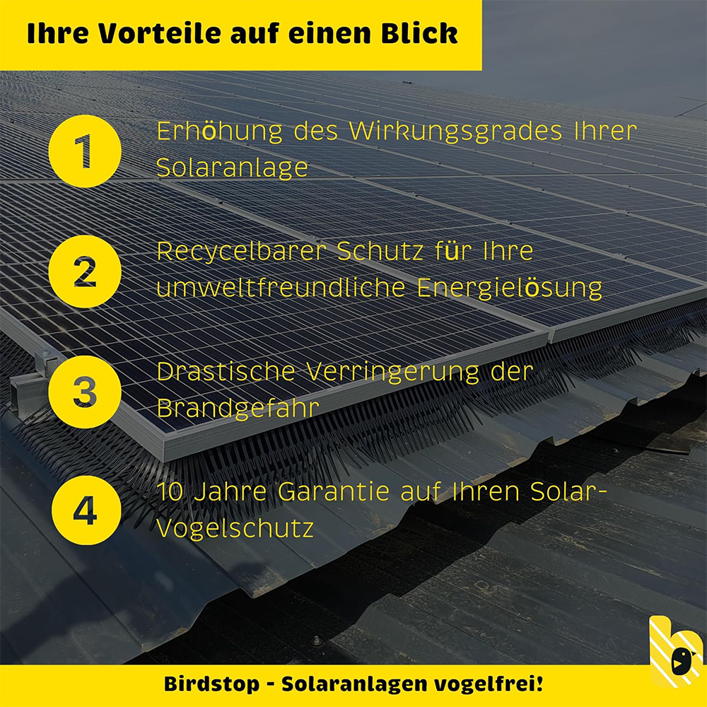 Birdstop Eckstück H: 12cm Vogelschutz für Solaranlagen – Marderschutz für PV-Module & Dach