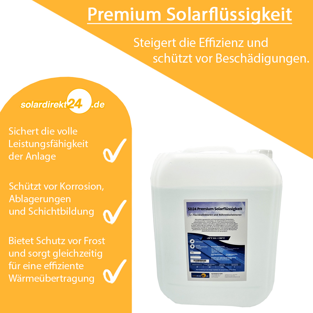 Solarflüssigkeit für Flach- Röhrenkollektoren Fertiggemisch -28°C - 10 Liter
