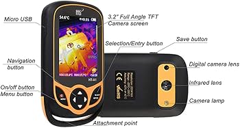 HT-A1 Wärmebildkamera mieten – Thermalkamera 220×160 Auflösung, Temperaturmessung –20 bis 300 °C für Gebäudeprüfung, Elektrik & Fehlersuche (nur Abholung)