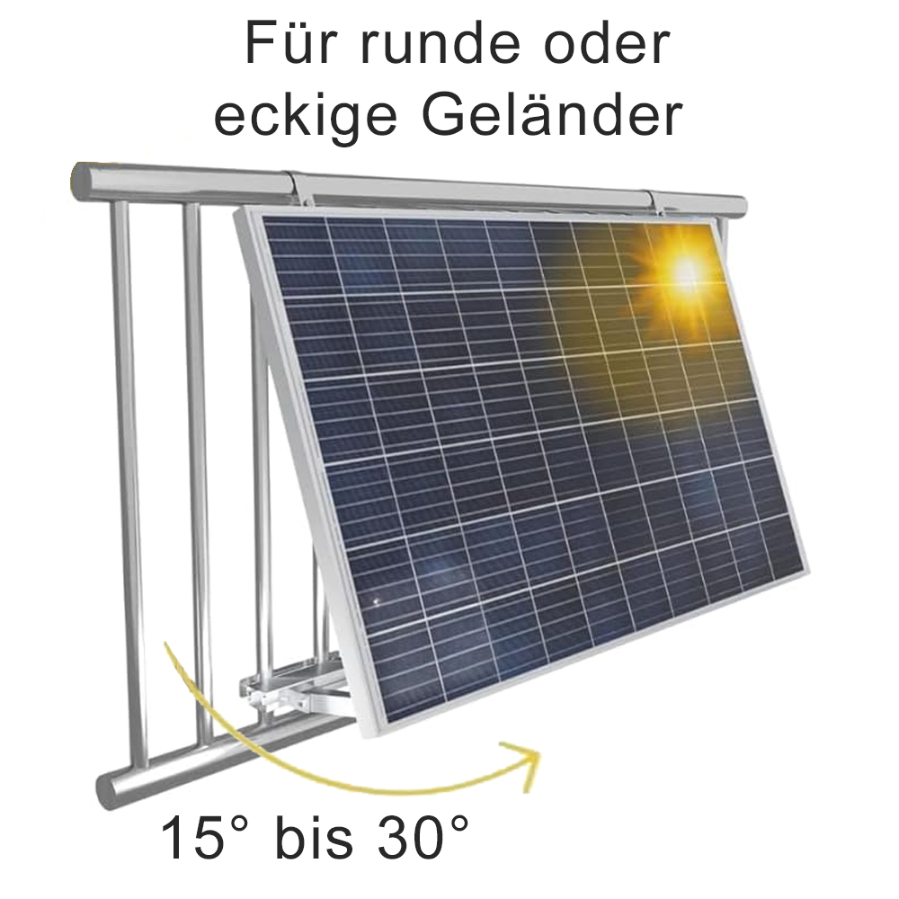 Balkonkraftwerk Halterung bis 30° neigbar 1 oder 2 Module - 0% MwSt. Balkonkraftwerk Halterung bis 30° neigbar 1 oder 2 Module - 0% MwSt.