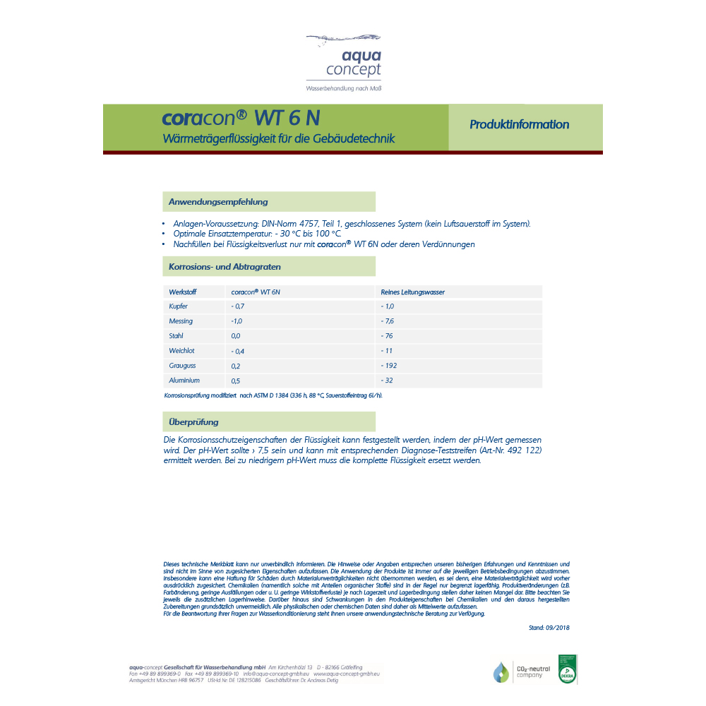coracon® WT 6N Konzentrat 20L – Frost- und Korrosionsschutz für Heizkreisläufe & Erdsonden – Monoethylenglykol-Basis
