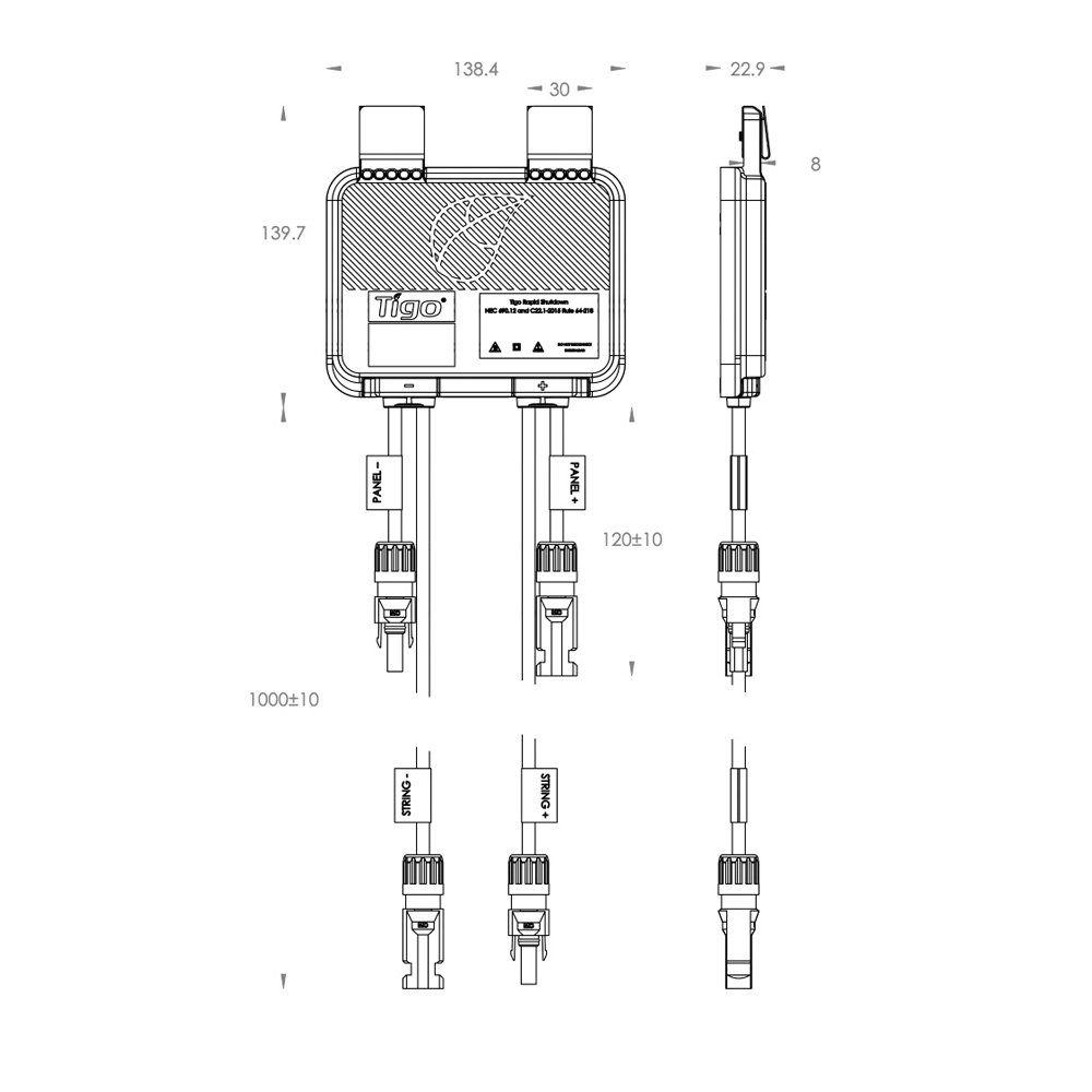 Tigo-02 PV Modul Optimierer MC4 Leistungsoptimierer für Solarmodule Tigo TS4-A-O - 0% MwSt.