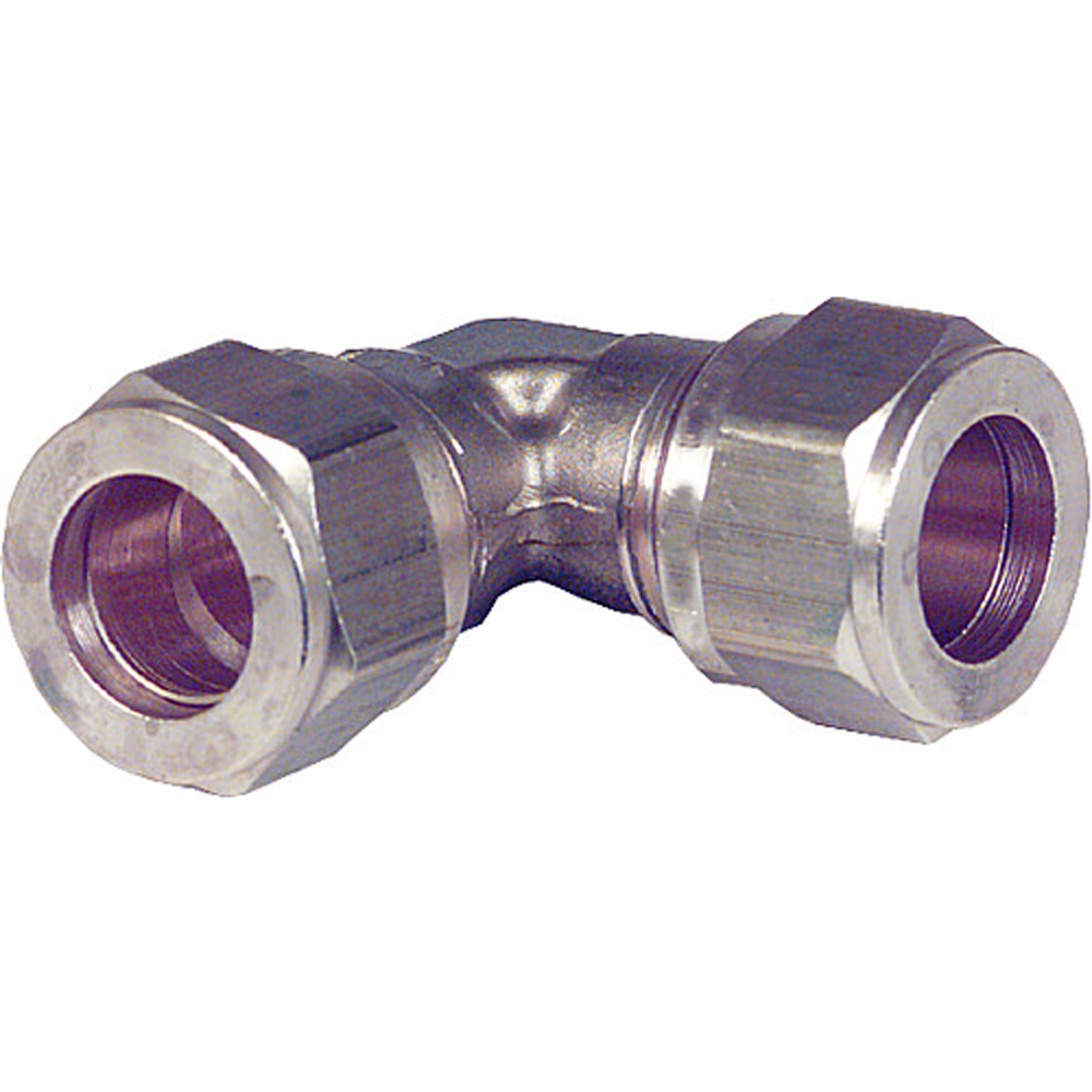 Klemmringverschraubung aus Messing, Winkel 90° 22x22 mm