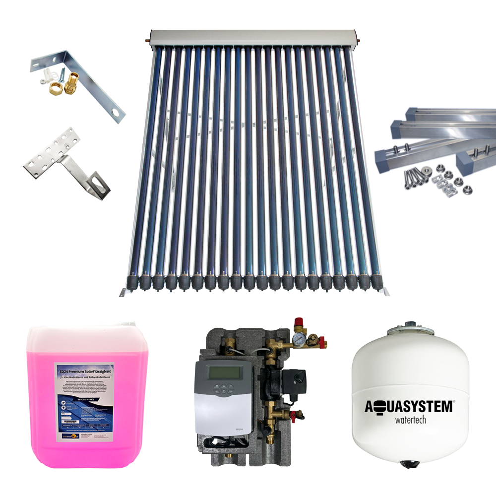 Solarthermie Basic Paket - Eurotherm-Solar-PRO Vakuumröhrenkollektor - 3,1m²