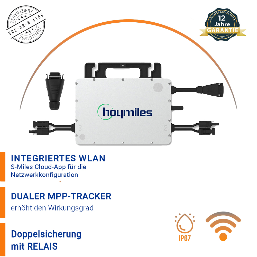 SH-HMS-800-02 Hoymiles HMS-800-2T Mikrowechselrichter Bundle mit Plug-and-Play-Kabel