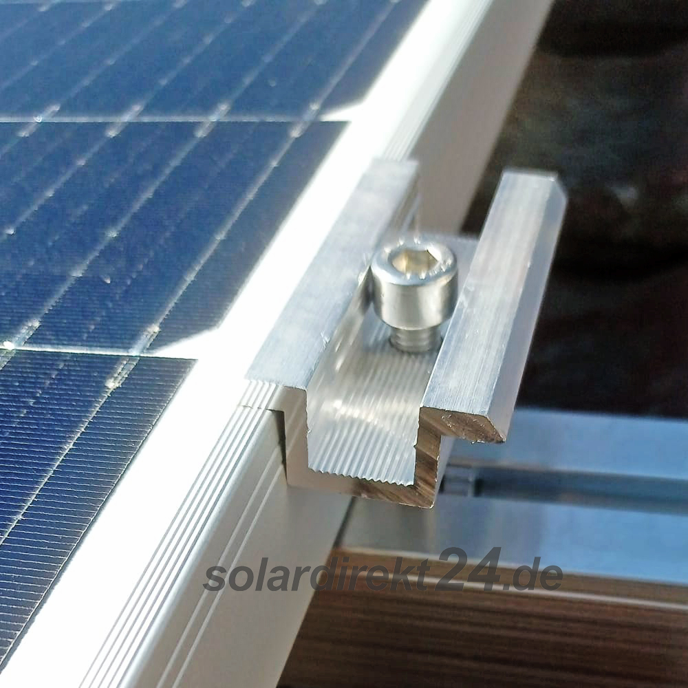 Mittelklemme-02 2er-Set Universal Mittelklemme für 30-50 mm Module silber Solar Photovoltaik 0% MwSt.