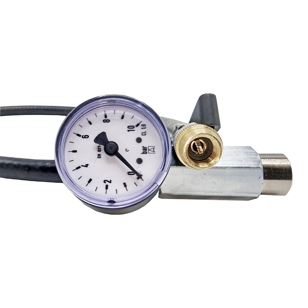 Druckflaschen Adapter mit Manometer 0-10 bar für Ausdehnungsgefäße / Gefäßfüller