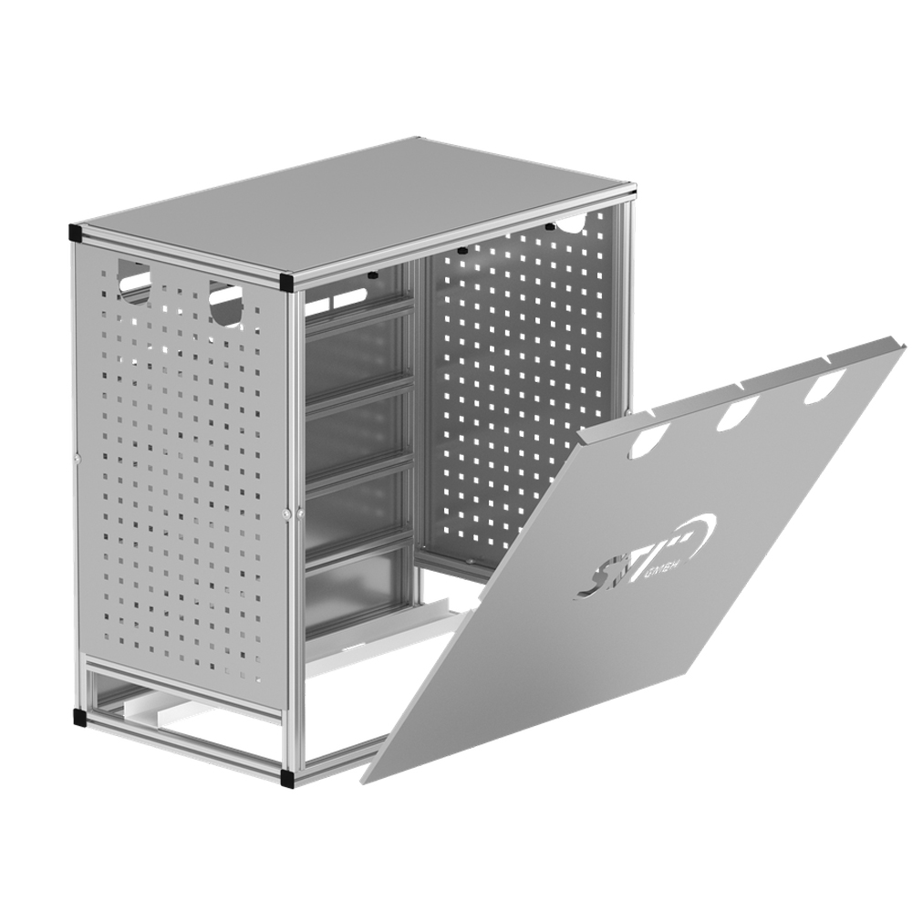 STI Wechselrichterunterstand Größe L aus Aluminium – Profi-Wetterschutz für PV-Wechselrichter & Batteriespeicher, belüftet, individualisierbar