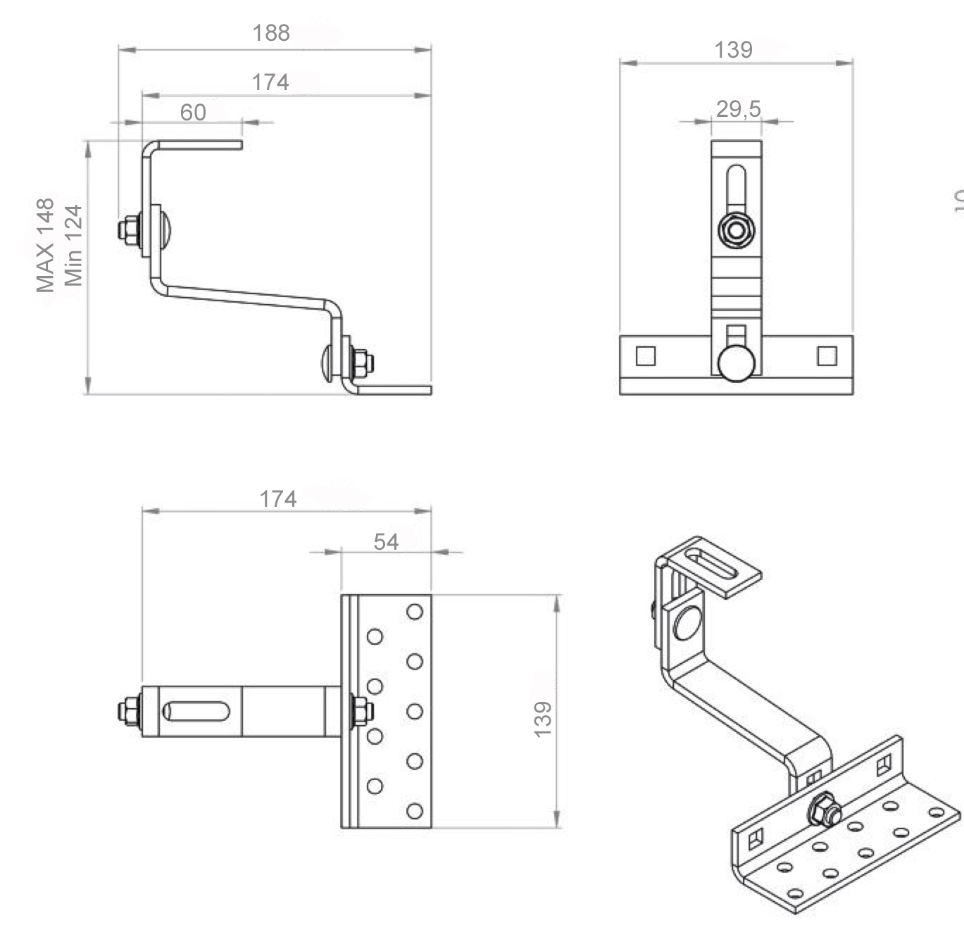 4600-technische-zeichnung-01mNILQIBW7aDm0 Aufdach Montagesystem Eurotherm Solar PRO 15R - Ziegel - verstellbar