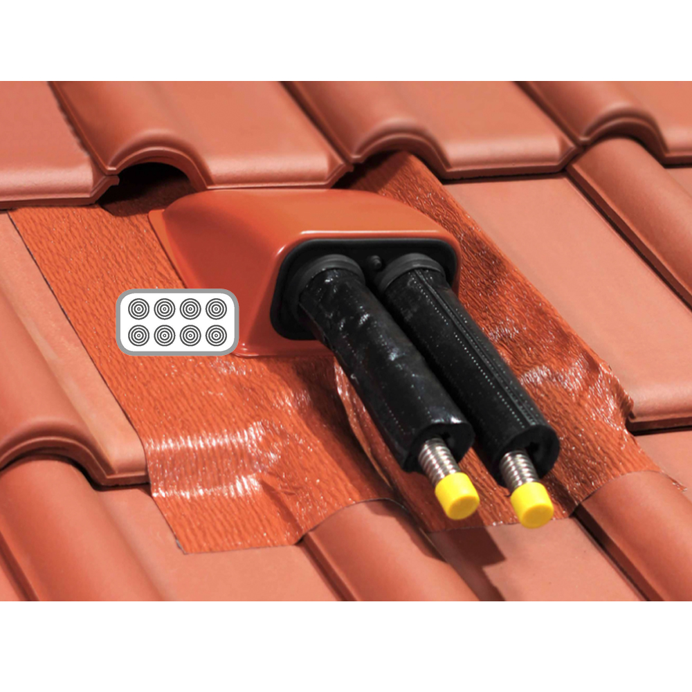 SDR0008R-02 AufdachDICHT Mehrfach-Kabeldurchführung ROT Dachdurchführung Rohrdurchführung Solarkabel