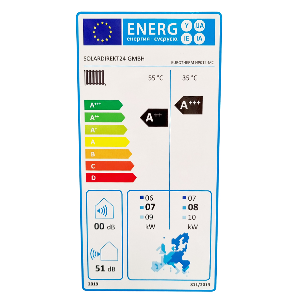 E-Label-HP012 12,2 KW Luft- Wasser Wärmepumpe Monoblock Eurotherm HP012 – M2