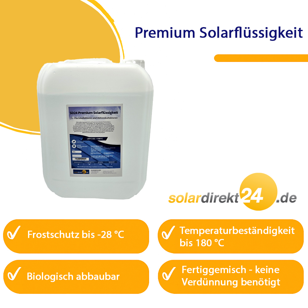 Solarflüssigkeit für Flach- Röhrenkollektoren Fertiggemisch -28°C - 10 Liter
