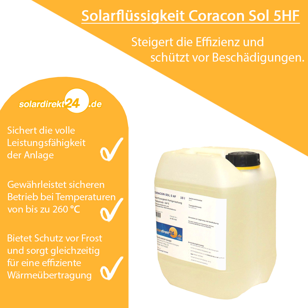 Hochtemperaturbeständige Solarflüssigkeit Coracon Sol 5HF bis +260°C Hochtemperaturbeständige Solarflüssigkeit Coracon Sol 5HF bis +260°C