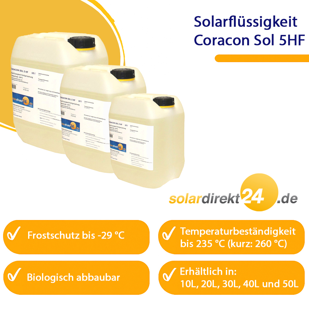 Hochtemperaturbeständige Solarflüssigkeit Coracon Sol 5HF bis +260°C Hochtemperaturbeständige Solarflüssigkeit Coracon Sol 5HF bis +260°C